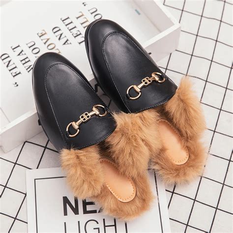 mocassin imitation gucci fourrure|Gucci loafer mule dupes.